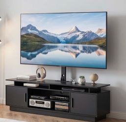 Adjustable Tv Stand With Red Led Lights And Power Outlets! L59xD13xH20”
