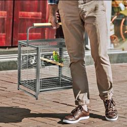 Heavy Duty Parrot Bird Travel Vets Carrier With Perch Stand 
