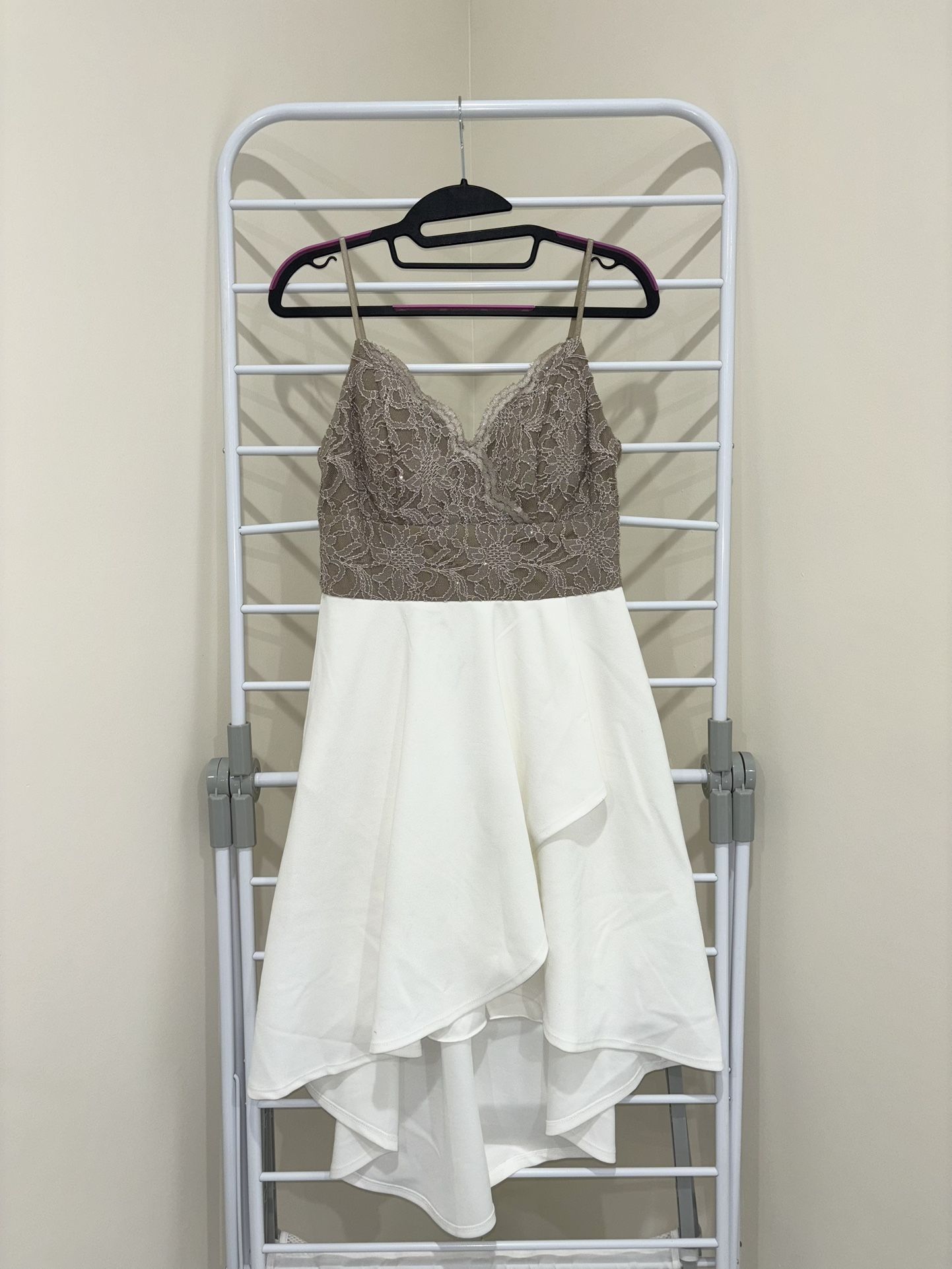 White and Beige Party Dress