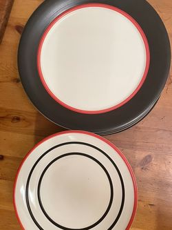 Set Of 16 Plates Dishwasher/ Microwave Safe Matt Black,red,white