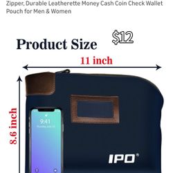 Waterproof Cash Bag with Lock and 2 Keys, 11 x 8.6 Inches, Canvas Documents Bag, Money Bank Deposit Bag with Zipper, Durable Leatherette Money Cash Co