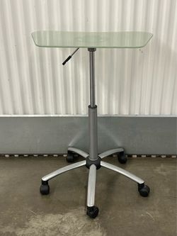 CALICO Designs STUDIO Designs VISION Mobile CART (Silver) W/TEMPERED Glass Top 4•LAPTOP👀 (please read description)