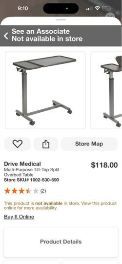 Drive Medical Multi-Purpose Tilt-Top Split Overbed Table