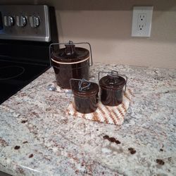 Set Of 3 Antique " Bean Pots" Great Shape