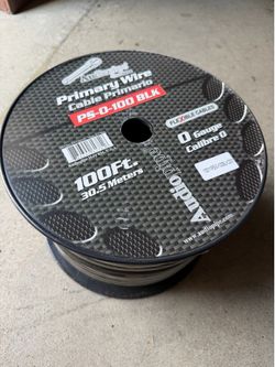 ⚡ Audiopipe 0 Gauge AWG Primary Wire 100 Ft Spool - Black (PS-0-100 BLK) - Brand New