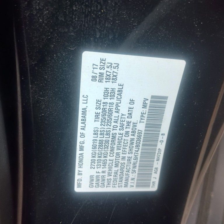 2018 Honda Odyssey Transmission