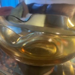 anchor hocking gold honey folded glass bowl