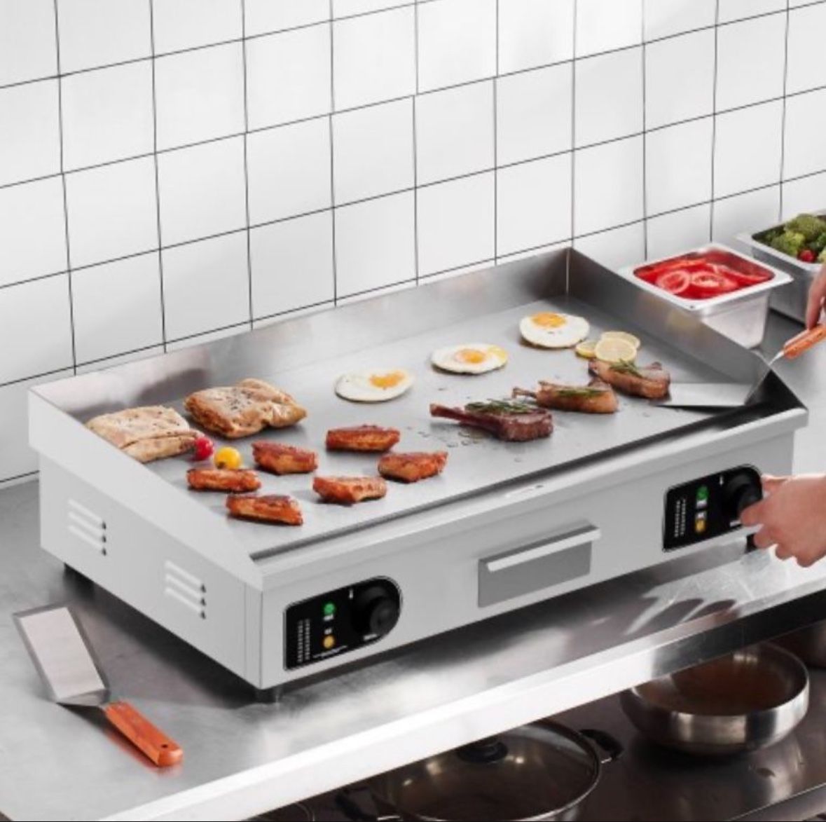 Commercial Electric Griddle, 4400W Countertop Flat Top Grill, 122