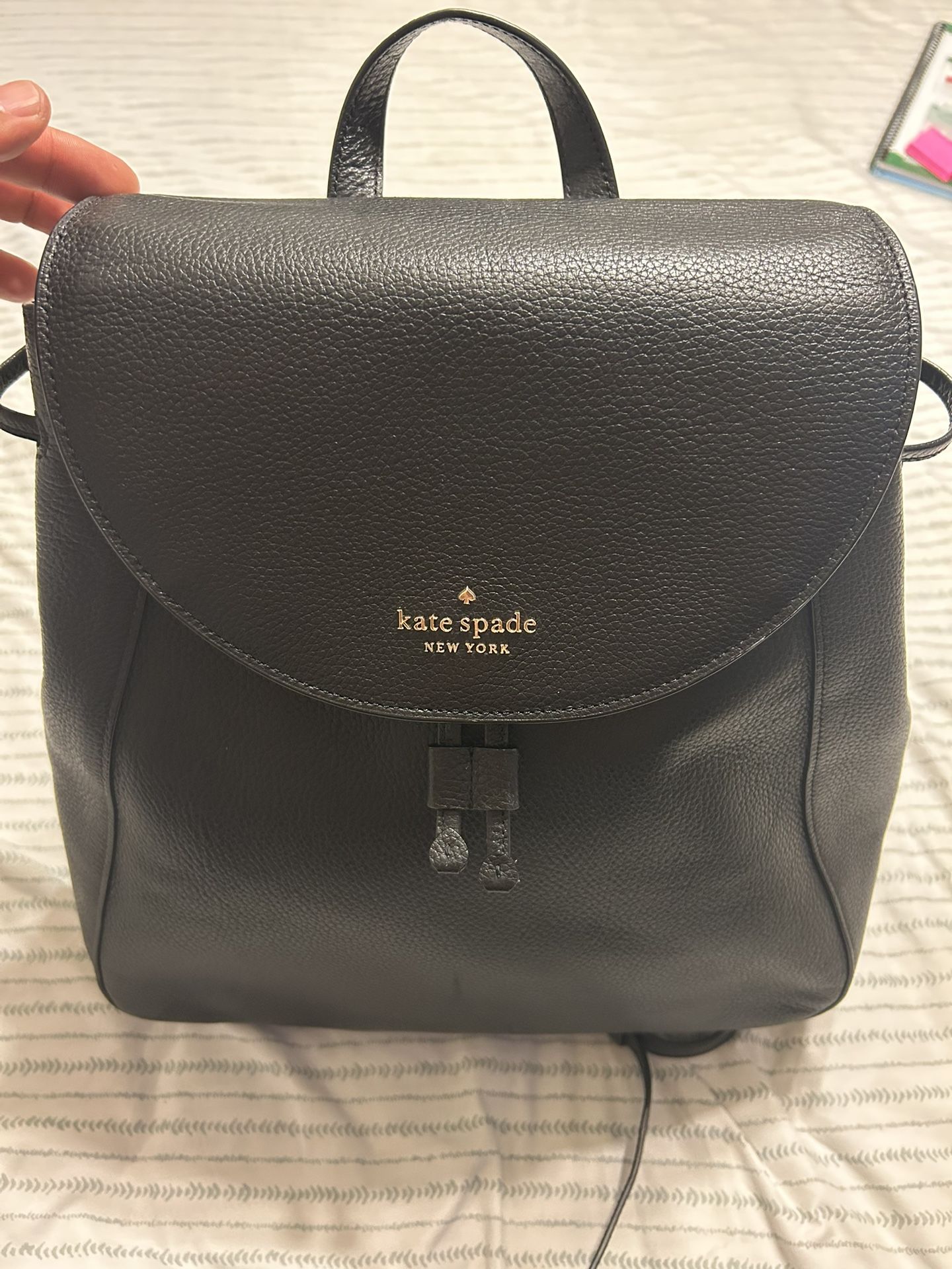 Kate Spade Pebble Leather Black Large Backpack