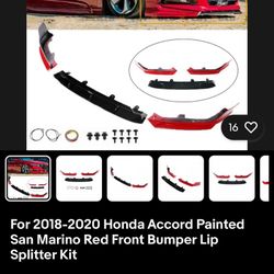 2018 Honda Accord San Marino Red Paint Matched Side Skirt Extensions And Front Lip And Lowering Springs 