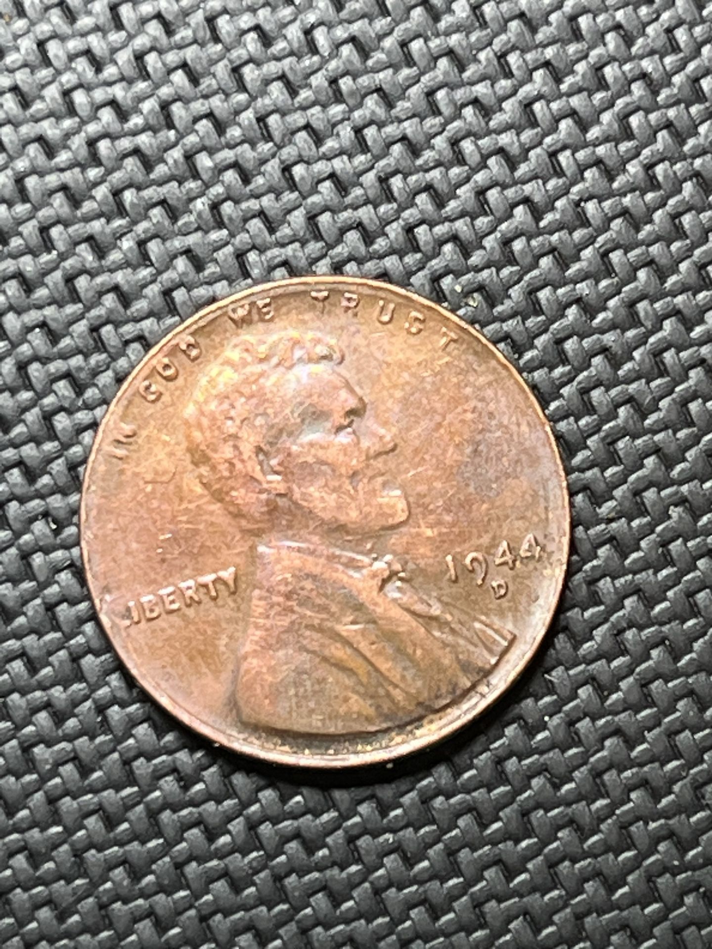 1944 D Toned Lincoln Wheat Cent Penny Coin