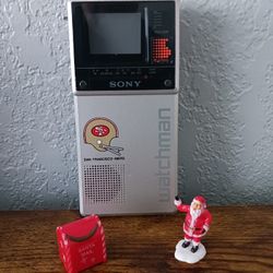 1983 RARE SF 49ers Sony Watchman Black & White TV | FD-20A VHF UHF ●Tested Works