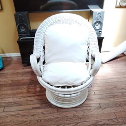 White Wicker Rocker Swivel Chair