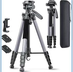 CAMBOFOTO 74″ Aluminum Camera Tripod – Heavy‐Duty Professional Tripod Stand for DSLR & Mirrorless Cameras, Smartphones & GoPro – Lightweight Travel Tr