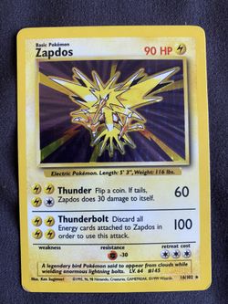 1999 Zapdos holo 16/102 Base Set Pokémon Card