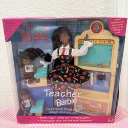 Rare 1995 Mattel Teacher Barbie African American doll set
