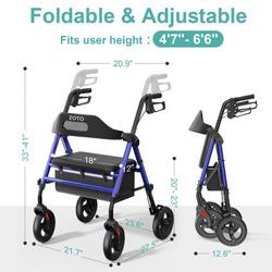 Foldable Rollator Walker with Seat 