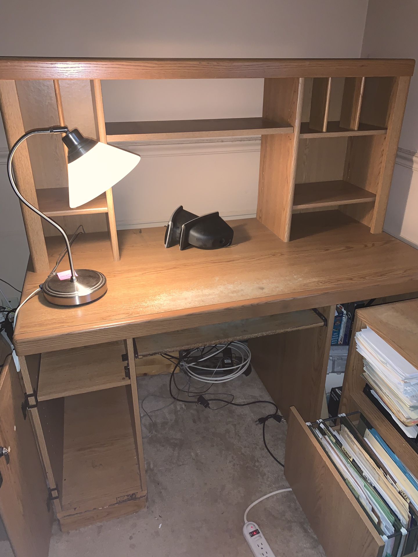 Free desk with hutch and file cabinet
