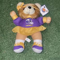 NFL Minnesota Vikings Cheer Teddy Bear Plush VTG 1999 NWT