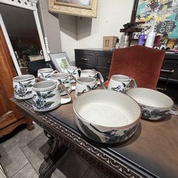 Ceramic glaze 8 cups two bowls