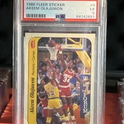 1986 Fleer Akeem Olajuwon RC Sticker PSA 5