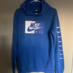 Nike Men’s Fleece Pullover Hoodie. Size-Medium. Blue/White. Good Used Condition.