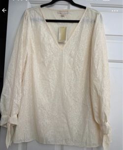 Michael Kors Cream Floral Jacquard Blouse