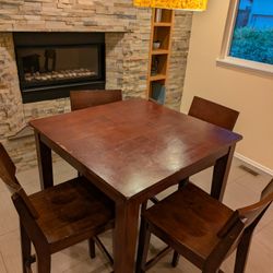 Tall Solid Wood Kitchen Table With 4 Chairs