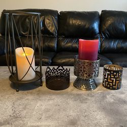 Candle, Battery Operated, 3 other Candle Holders. Red Battery Candle Included