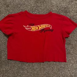 red hot wheels cropped tee