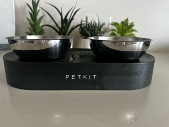 Pet feeding station with bowls