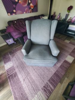 Blue Wingback Swivel Rocker Recliner