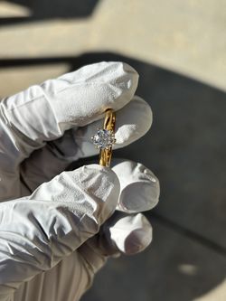 1 Carat Moissanite Solitaire Ring In 18k Gold Plated Over 925 Sterling Silver