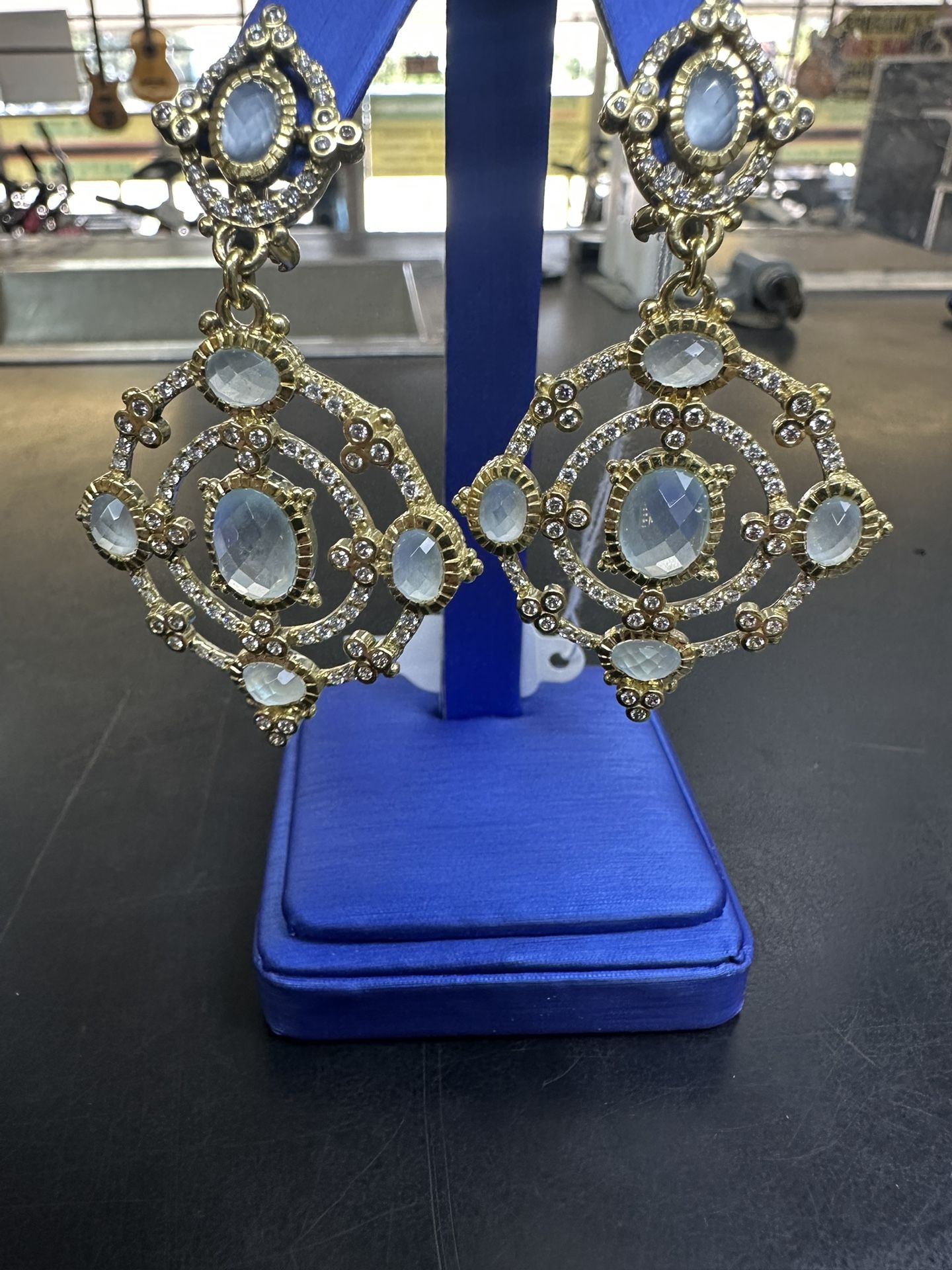 18K Diamond Moonstone Earrings