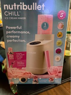 nutribullet Chill Ice Cream Maker, for Gelato, Sorbet, Frozen Yogurt, Smoothie Bowls, Compact Size, (2) Dishwasher Safe 16 oz. Pint Cups with Lids, La