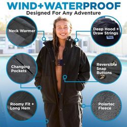 Waterparka - Warm Fleece Jacket - Men & Women - Swim, Dive, Surf Water Parka - Windproof, Waterproof & Reversible