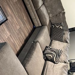 Grey Plush Sectional 