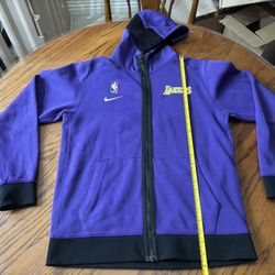 Nike Los Angeles LA Lakers LeBron James Dri Fit Hoodie Jacket Full Zip Youth Size 14-16 Large