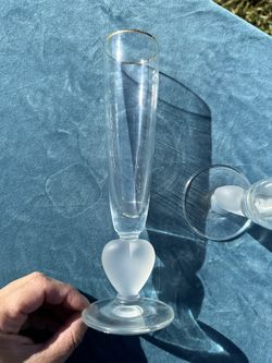 Set Of two Crystal love Flutes 