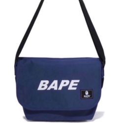 Bape Navy Shoulder Bag Men And Women