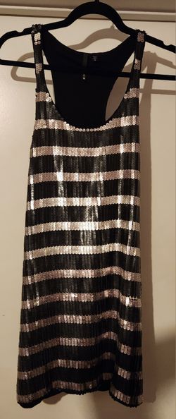 Black and Silver Sequined Dress - Size M