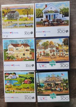 ●○Charles Wysocki 300-Piece Jigsaw Puzzles – Set of 6