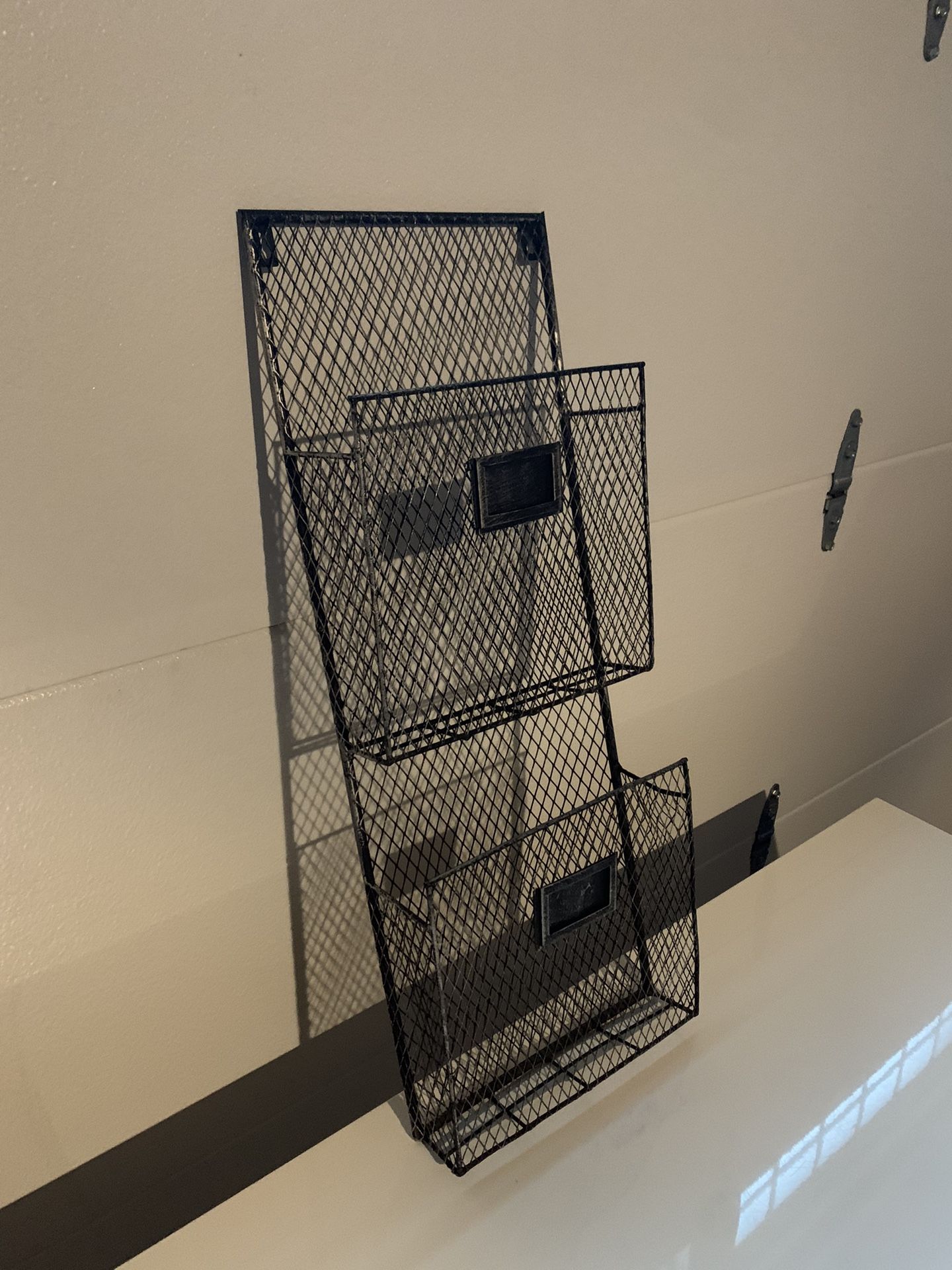 2 Tier Black Metal Wall-Mounted File Holder