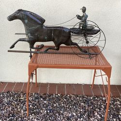 Vintage Copper Sulky With Horse Weathervane. No Directionals 
