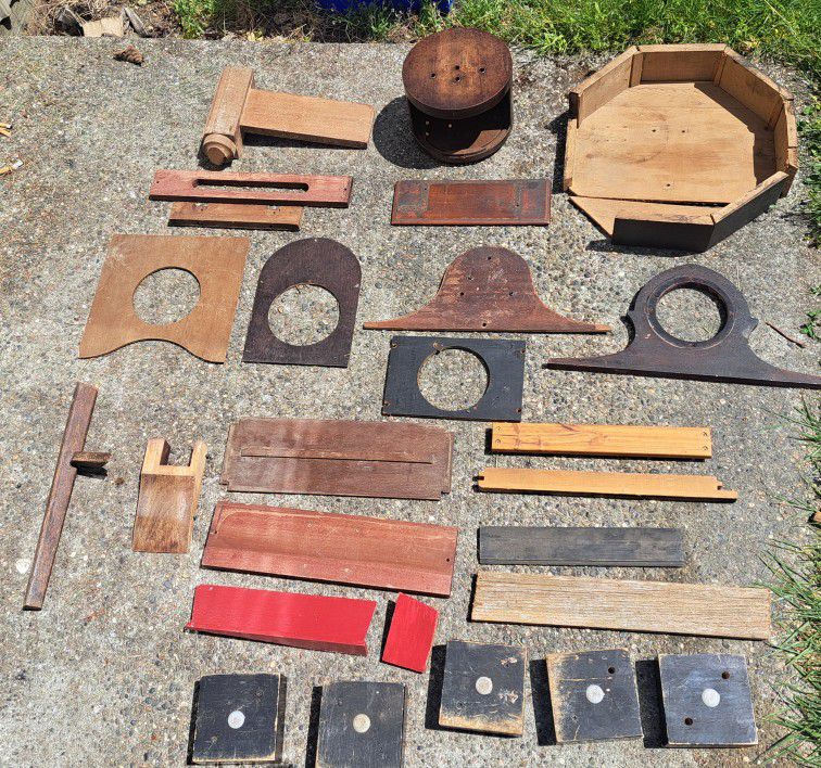 26 Unique Salvaged Wood Piece Parts Art Craft Supplies Project Woodworking Vintage Clock Case