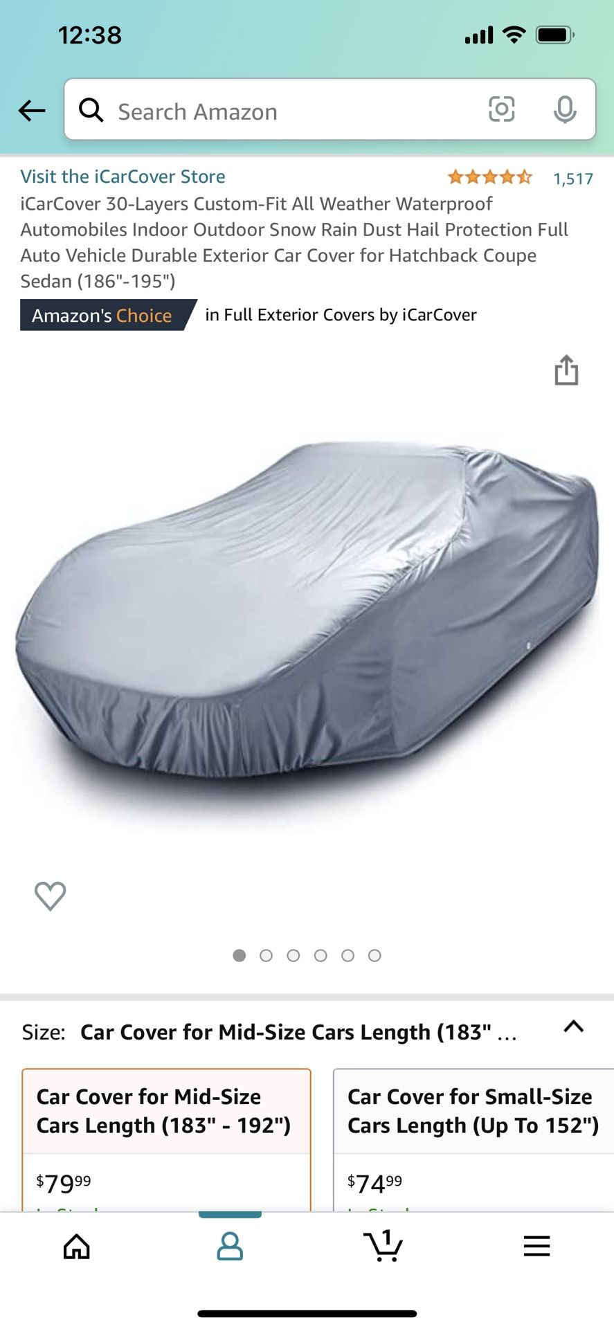 Car Cover For Mid Size 183-192”