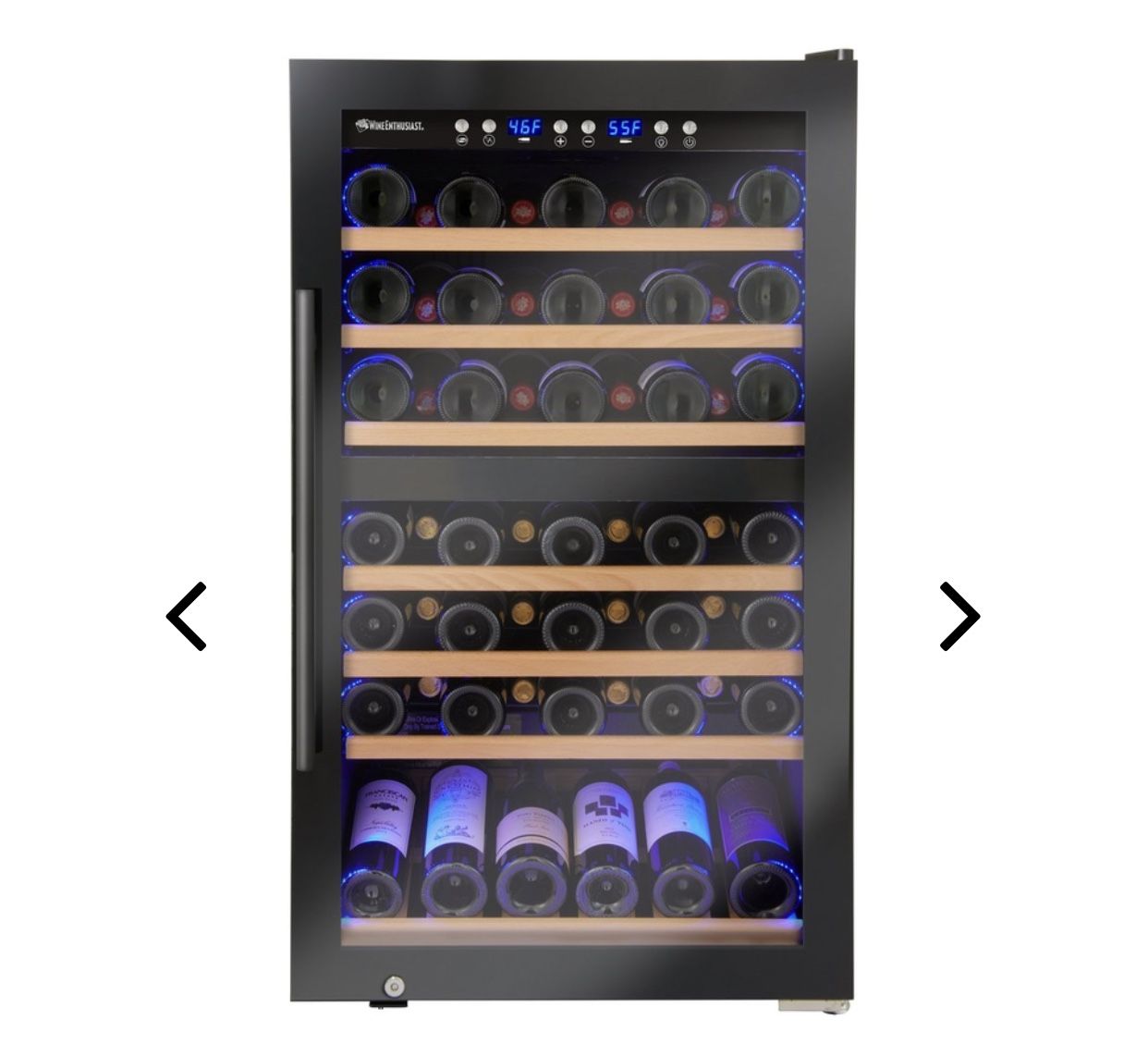 Wine enthusiast classic 70 dual zone wine outlet cellar