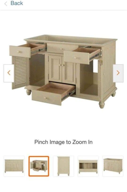Cottage 48 in. W Bath Vanity Cabinet Only in Antique White Cottage 48 in. W Bath Vanity Cabinet Only in Antique White