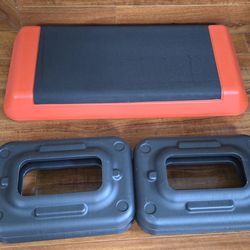 Adjustable Aerobic Step Platform With Riser, Exercise Stepper Workout, Orange