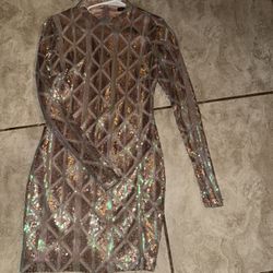Capital Babe Sequin Mini Dress - Rose Gold MEDIUM